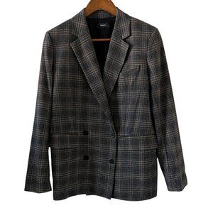 Theory Piazza Wool Blend Double Breasted Plaid Blazer/Jacket Size 6